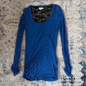 Silence + Noise Royal Blue Long Sleeve Top with Lace Back
